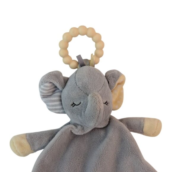 Douglas Baby Gray Elephant Lovey Baby Security Blanket Yellow Bird Teether - Picture 2 of 6